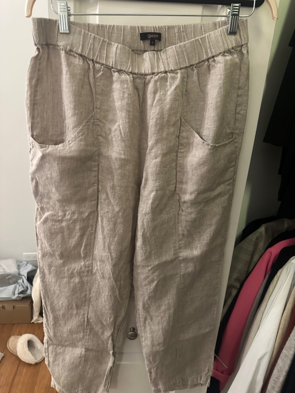Quince Stone Beige Linen Casual Pants